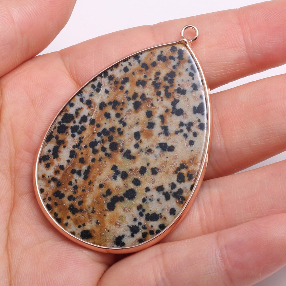 Natural Stone Pendants Water -shaped Semi-precious Stone Pendant for DIY Jewelry Making size 37x55mm: Speckled stone