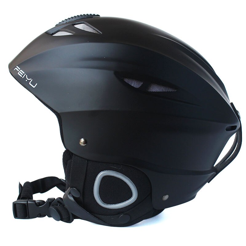 FEIYU Outdoor Adult Safety Ski Helmet Integrally-molded Men Women Snow Skiing helmet Snowboard Skateboard Sports Helmet Mens: Matte Black / L(58-61CM)