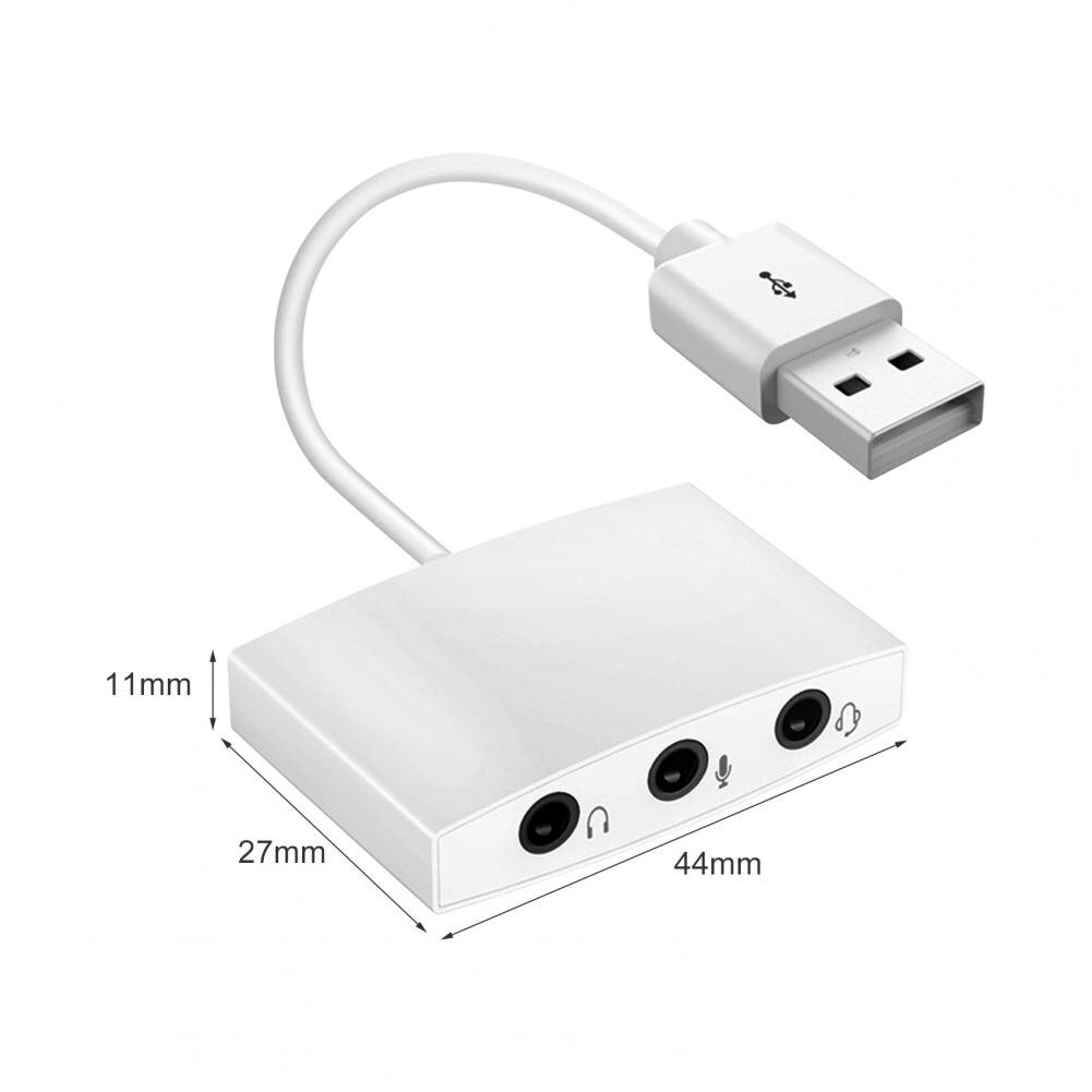 Audio Sound Card 3D Stereo Sound Plug and Play 3 Ports External 7.1 Channel USB Sound Card for Laptop