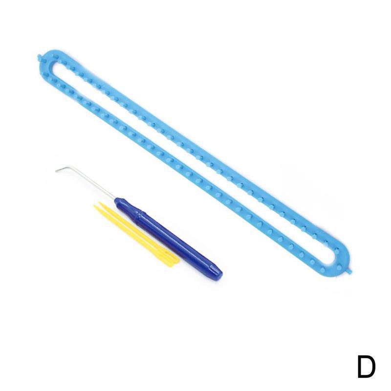 DIY Hat Weaving Loom Knitting Knitter Kit Plastic Pompom Sock Scarf Scarves Maker Plastic Long Handle Weaving Tool: D