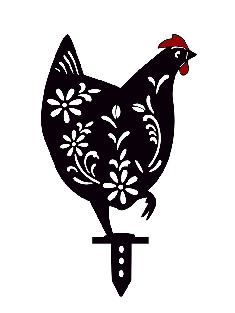 Easter Chicken Yard Art Garden Hen Chick Statues Set Backyard Lawn Stakes Hen Yard Decor Cock Statues Decoration Ornament