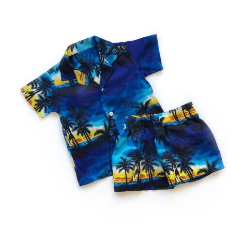 Crianças da criança meninos roupas de verão havaiano manga curta botão camisa + shorts beachwear 2 peças conjunto terno 1-6y