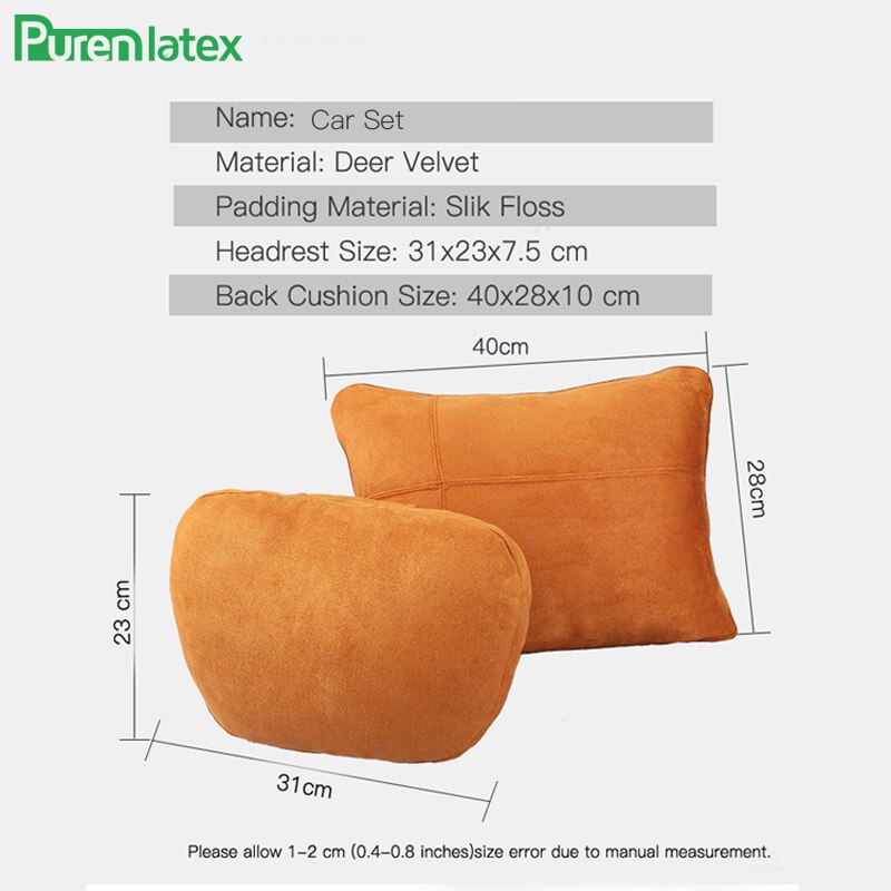 Ensemble de coussins de voiture en pur latex, oreiller orthopédique pour appui-tête en soie, protège le cou, soulage les douleurs à la tête, coussin de siège de conduite, oreiller automatique