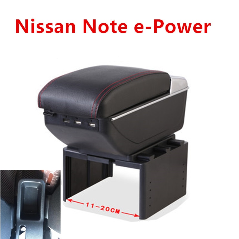 For Nissan Note e-Power armrest box central Store content box accessories With USB interface