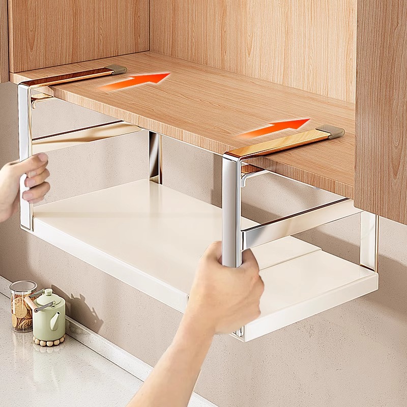 Armario de cocina debajo del estante colgante, capa colgante retráctil, cesta de almacenamiento multifuncional, organizador de especias, accesorios para gabinete