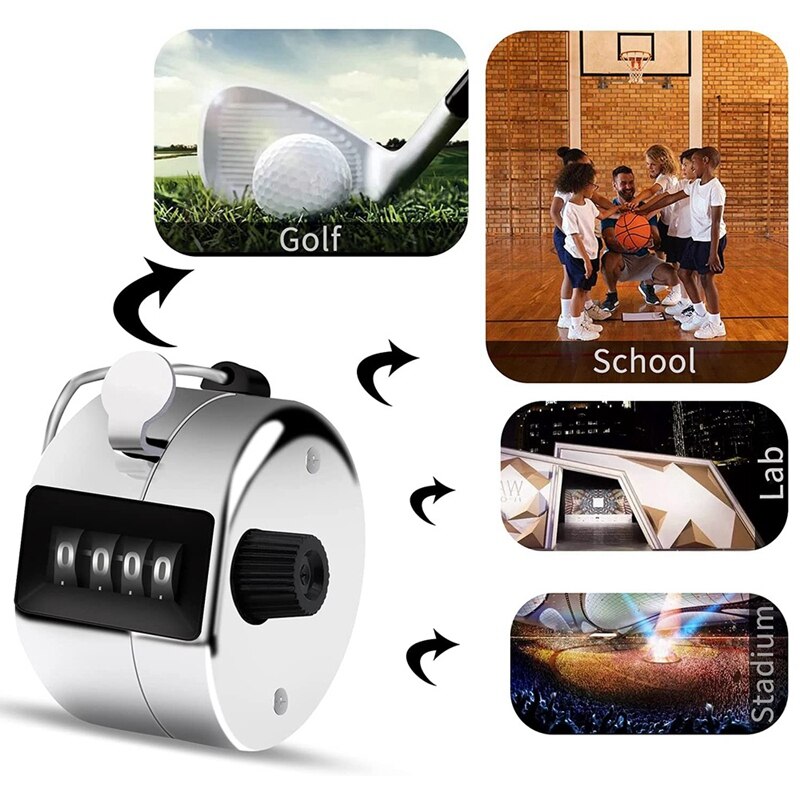 12 Pcs Hand Tally Counter 4-Digit Lap Counter Clicker, Manual Mechanical Handheld Pitch Click Counter for School Golf
