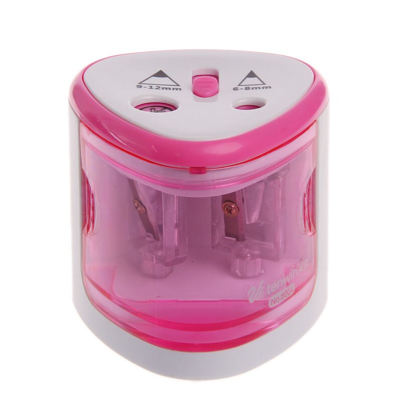 sacapuntas automático con interruptor de contacto eléctrico de dos orificios para oficina en casa y escuela: Rosa