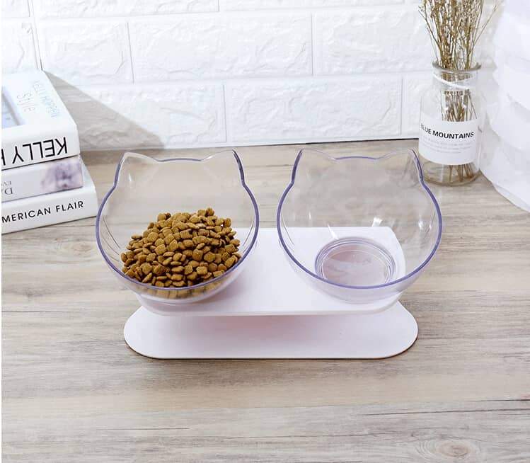 Orthopedic Anti Vomiting Cat Feeder 15 ° Inclined Dog Bowl Transparent AS Material Non Slip Protection Cervical Pet Great: B