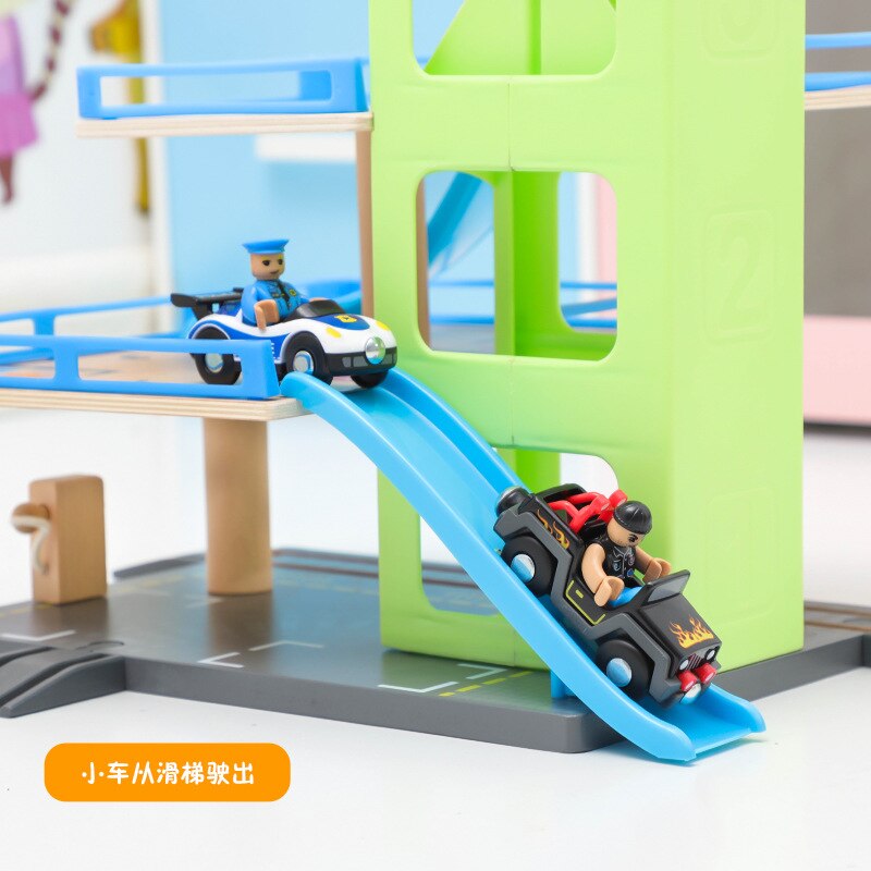 Woodentrack Scene Extension Accessories Multistorey Parking Lot Elevator Building Compatible with All Brands of Wooden Railway