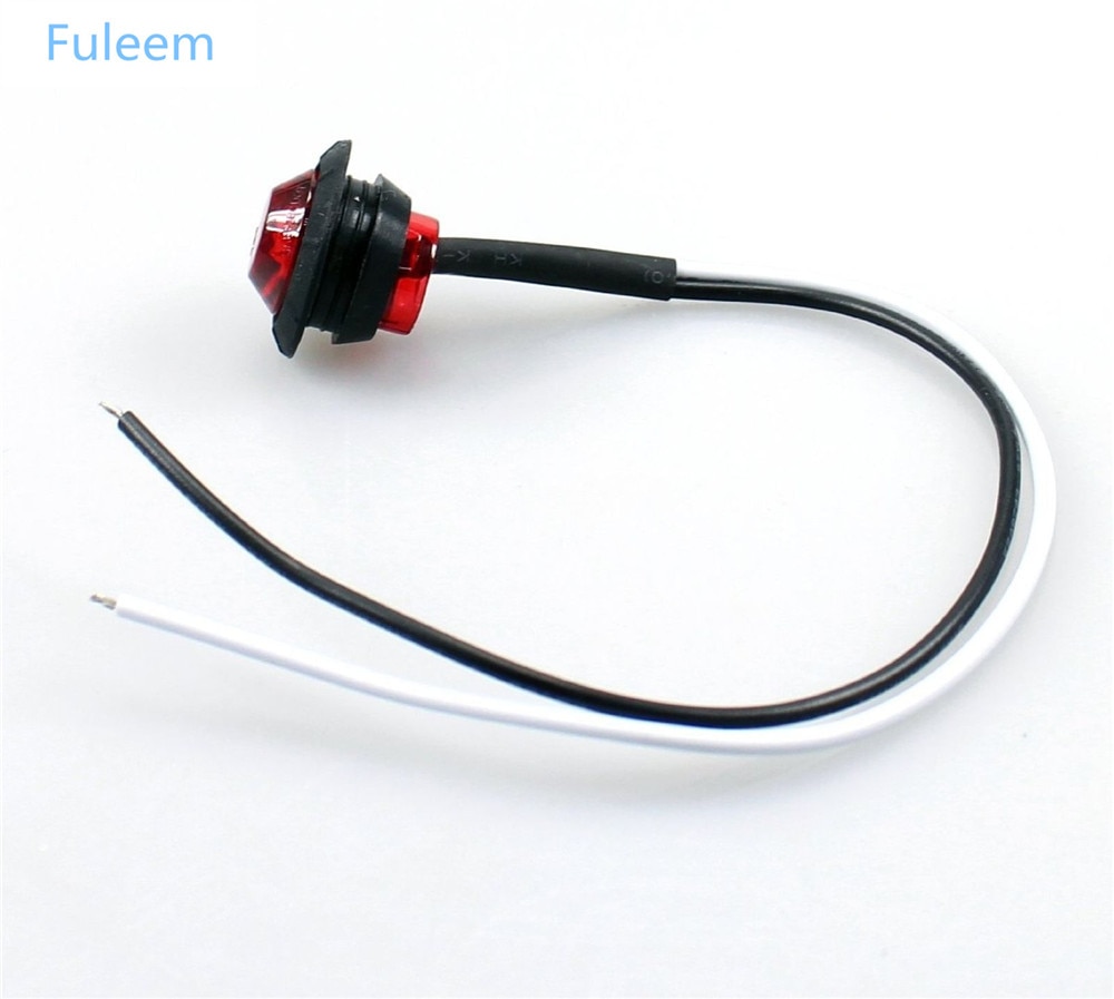 Fuleem 30 st mini 12v 10 st bärnsten  + 10 st röd  + 10 st vita led klaringsmarkörer bullet markeringsljus vattentät
