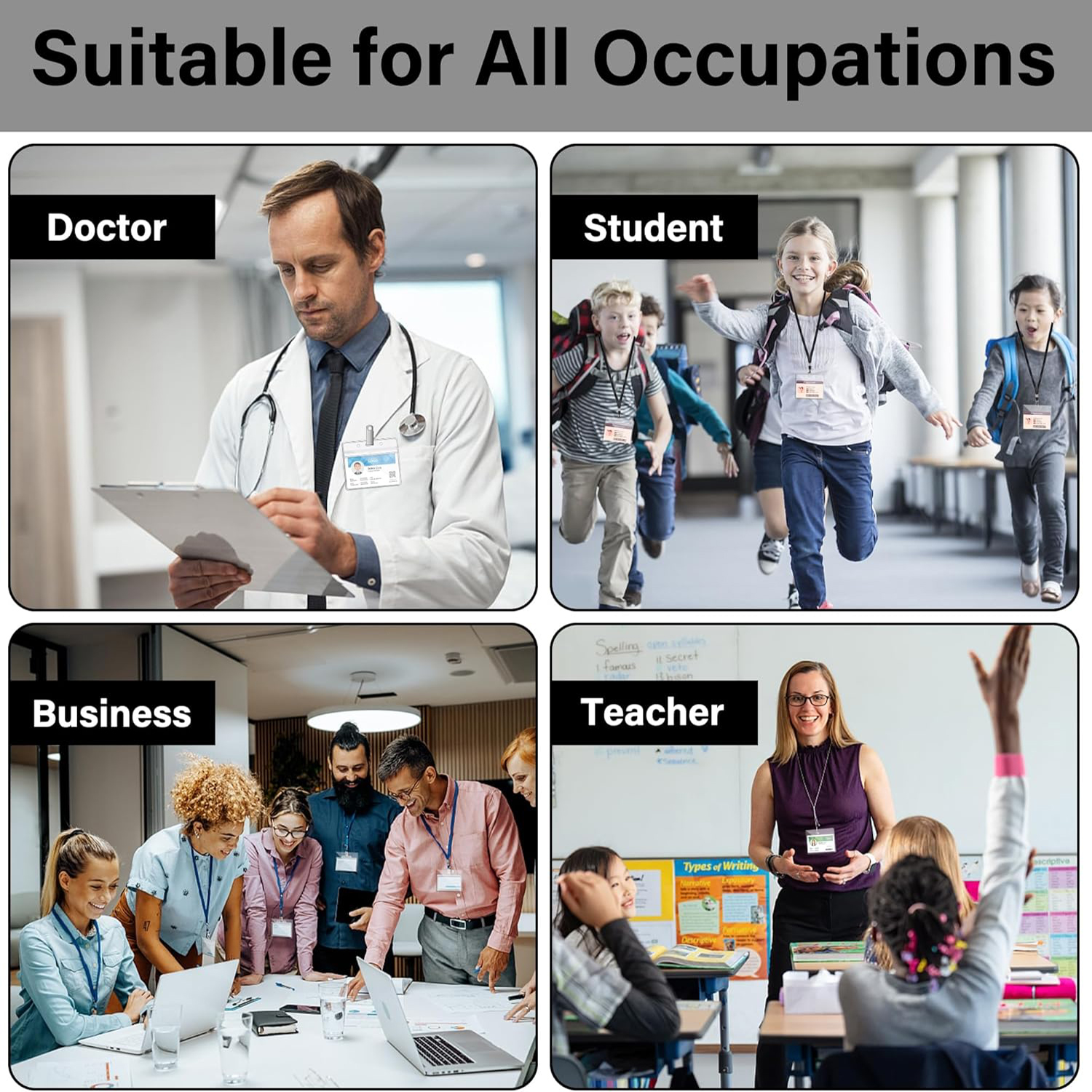 10-30Pcs Horizontal ID Card Badge Holder Waterproof Clear Card Sleeve Case Cover ID Card Protector Pouch with Resealable Zip