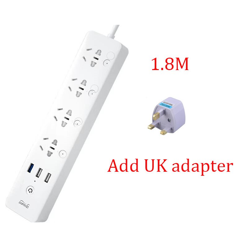 Youpin-regleta inteligente Gosund CP5, Control por voz WIFI, 4 enchufes, 3 USB, 18W, carga rápida, enchufes de extensión, funciona con la aplicación Mijia: add UK adapter