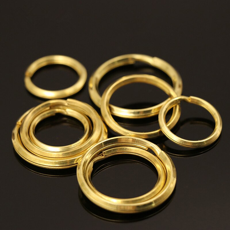 Solid Brass Split Rings Double Loop Keyring 20/25/30mm Keychain Keys Holder bag hook Connector DIY Leather Craft hardware