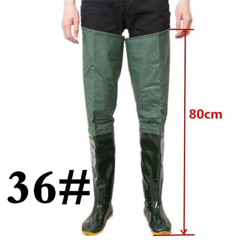 Korkeushyppy unisex 80cm korkeus kalastus kahluuhousu saappaat pvc materiaali pehmeä pohja kalastus kahluu monikäyttöinen oxota kalastus kahluu saappaat: 36