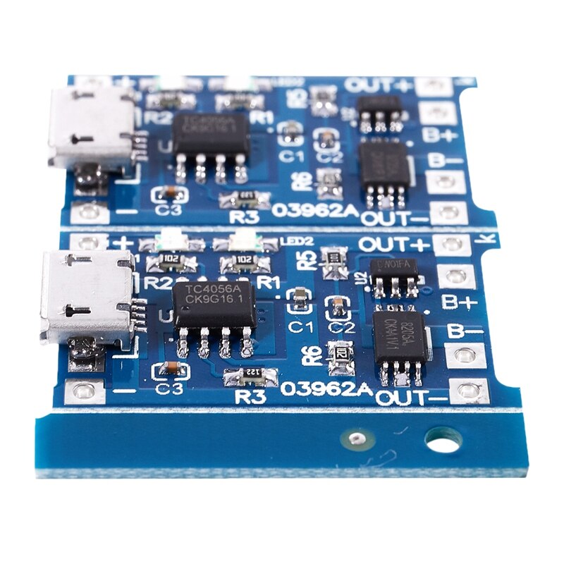 2PCS Blue 5V Micro USB 1A 18650 Lithium Battery Charging Board