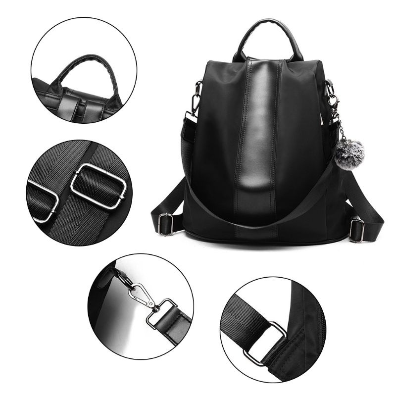 Leather Anti-theft Women Canvas Backpack School Bags For Teenagers Ladies Casual Patchwork Rucksack Shoulder Bookbags