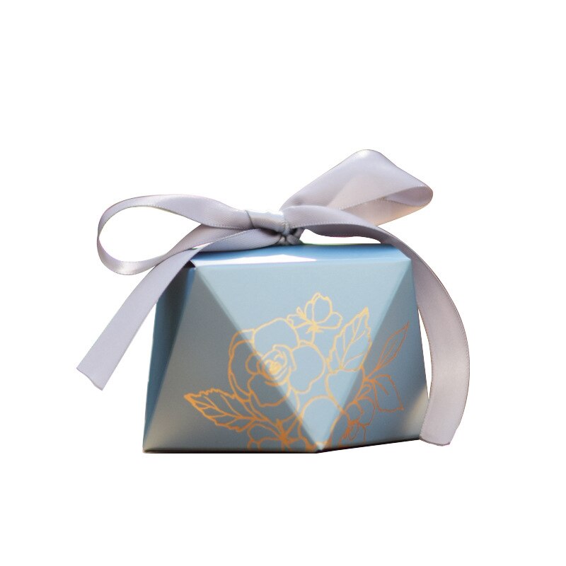Box Diamond Blue Paper Candy Box Wedding Favors for Guests Chocolate Packaging Box Baby Shower Birthday Party Decoration