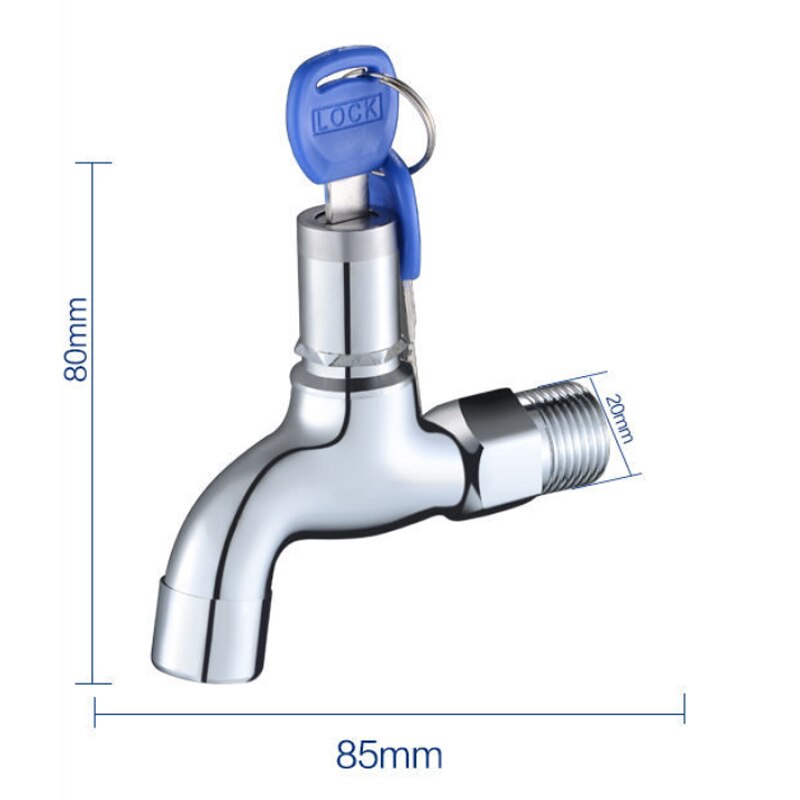 BaIDaiMoDeng Lavaggio Acqua di Rubinetto con Chiave di Blocco Rubinetto di Rame Singolo all'aperto anti-furto Rubinetto Della Cucina del Sensore del Rubinetto Esterno: ottone cromo-A