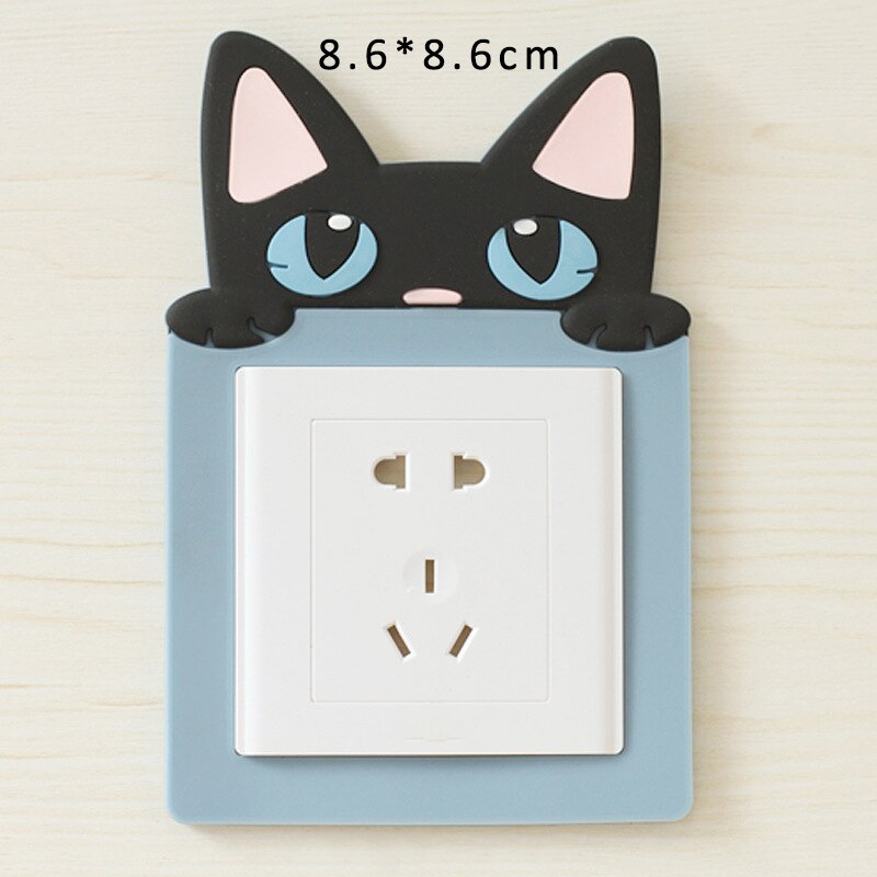 1Pcs 3D for Switch Outlet Kid Room Decor for Household On-off Protective Cover Luminous Silicone Wall Sticker Cartoon: blue cat