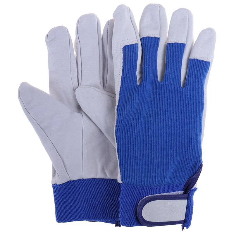 1pair Antistatic Gloves Mechanic Work Gloves Leather Welding Coat Heavy Industrial Glove Safety Sport Glove: Blue