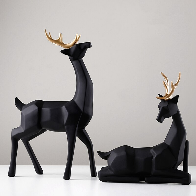 AT69-Hars Herten Standbeeld Sculptuur Nordic Woondecoratie Desktop Decoratie