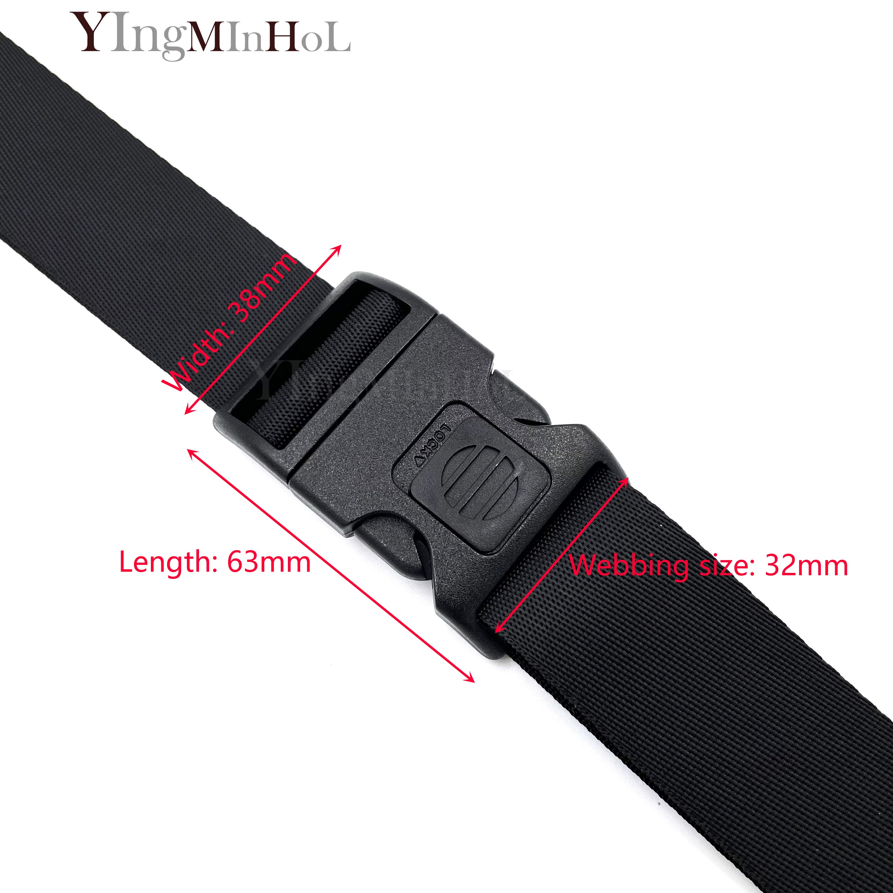 1 pz fibbia a sgancio laterale in plastica fibbie autobloccanti nere per borse da campeggio con cinturini per zaino: Webbing 32mm