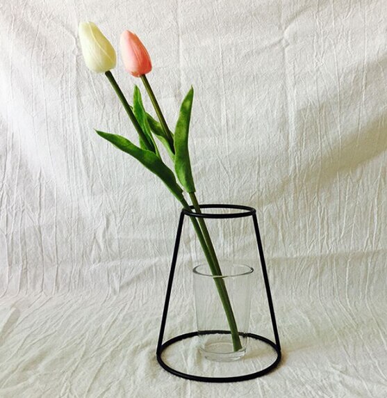 Retro järnlinje bord metall blommor vas solid växthållare moderna nordiska stilar minimalism heminredning järnbord blomvas: D