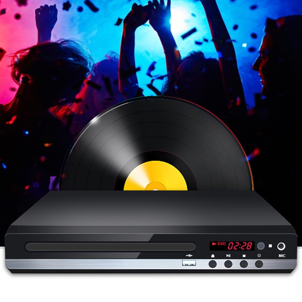 Multi Format Karaoke Home Portable US Plug DVD Player MIC Input Metal With Cable Remote Control USB HDMI Easy Install VCD For TV