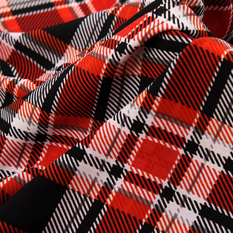 Plaid printed chiffon fabric DIY women's dress fabric
