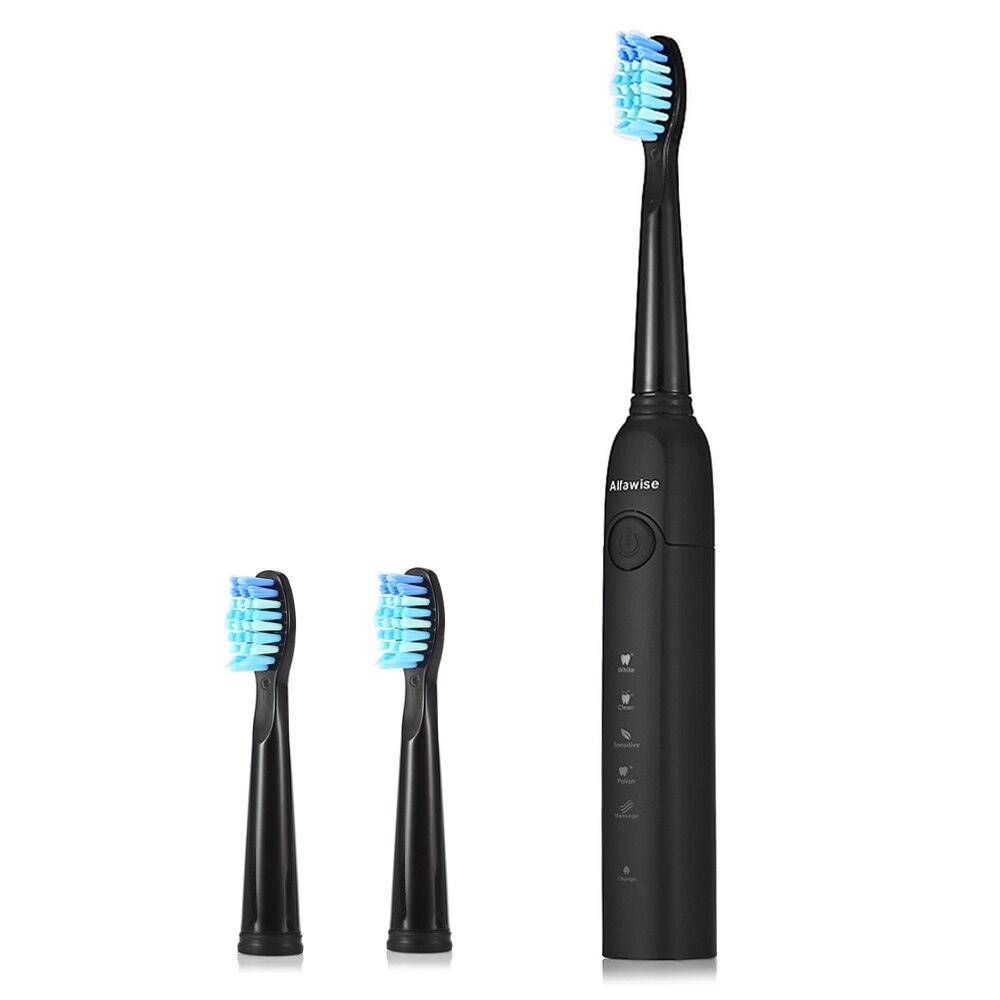 Cepillo de dientes eléctrico Alfawise SG-949 Sonic con carga USB con temporizador inteligente cinco modos de cepillado a prueba de agua con 3 cabezales de cepillo de dientes: Default Title