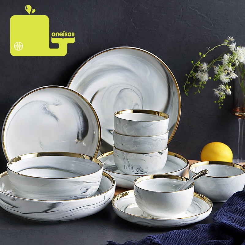 1psc Keramische Plaat Set Europese Stijl Schotel Diner Servies Set Saus Rijst Kommen Soep Noedels Steak Westerse Voedsel Servies