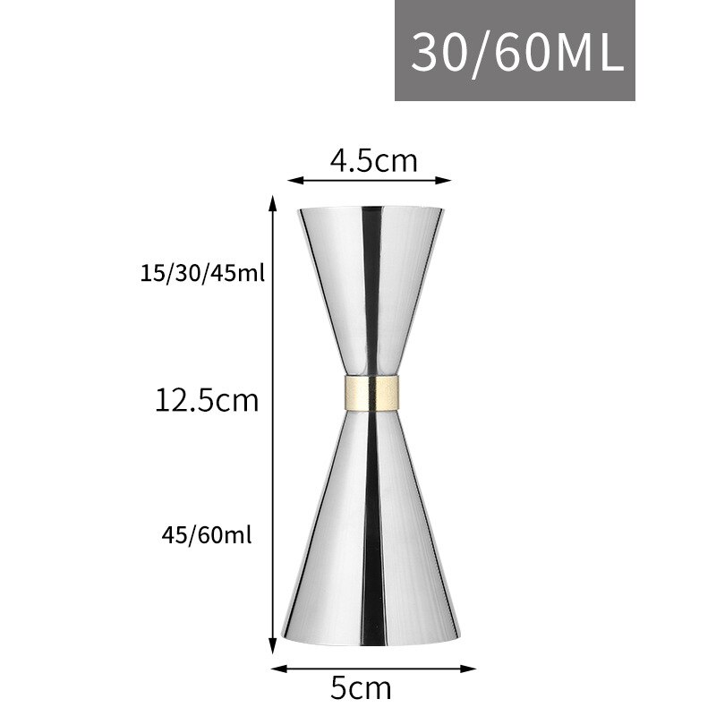 Japanese Measuring Cup Tools Bar Measure Cocktail Jigger Measure with Etched Pattern Bar Tools Bar Tools Bar Accessories: Silver 30-60ml