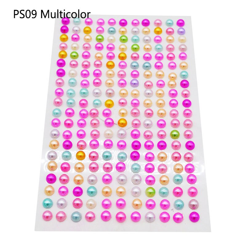 1Sheet 6mm Half-round Pearl Beads Self-Adhesive Rhinestone Crystal Acrylic Stickers DIY Multicolor Decals Scrapbook Stickers Gem: PS09