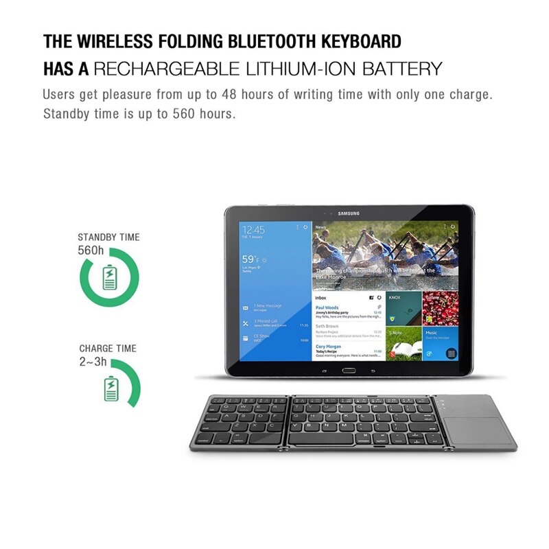 Handy Bluetooth Wireless Three Foldable Keyboard With Folding Touchpad Portable For IOS/Android/Windows ipad Tablet Keyboard