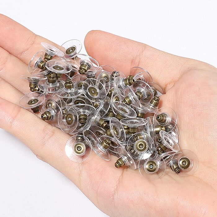 50 stücke DIY Handwerk Zubehör Silizium Zucht Ohrring Zurück Stopper Ohr Beitrag Nüsse Schmuck Erkenntnisse Komponenten Gold und Silber: Bronze-