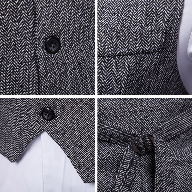 Seenimoe Mens Waistcoats Formal Blazer Vests Single Breasted Vest Suit V-neck S-XXL Male Business Dress Vest
