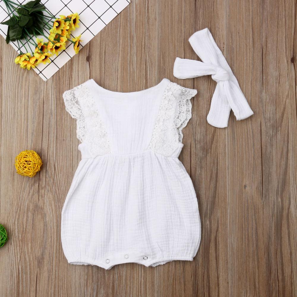 Autumn Winter Toddler Newborn Kids long sleeve lace Romper Infant Baby Girls Romper Jumpsuit Clothing Outfits Hair Band Outfit: White / 6M