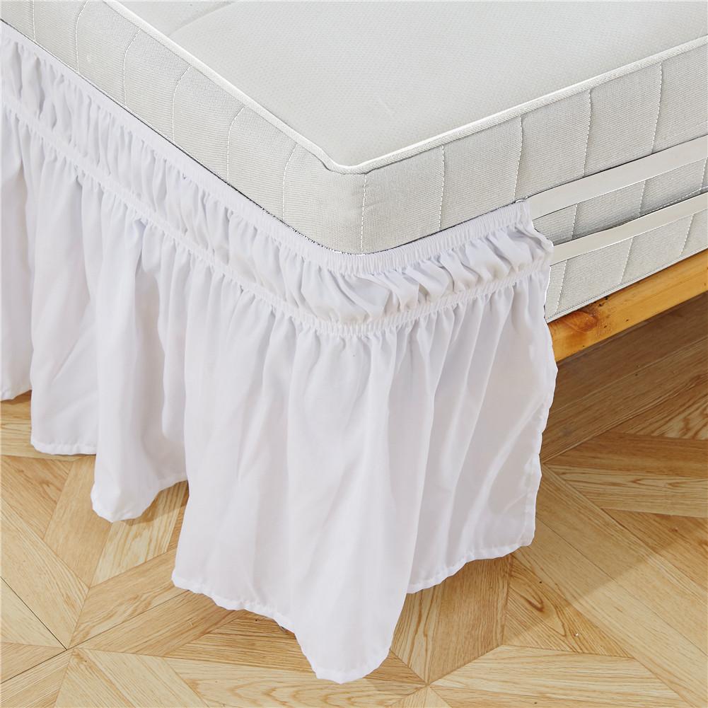 Polyesterfiber ensfarvet omkring bed nederdel elastiske flæser let pasform rynkebestandige seng nederdele faldones para camas