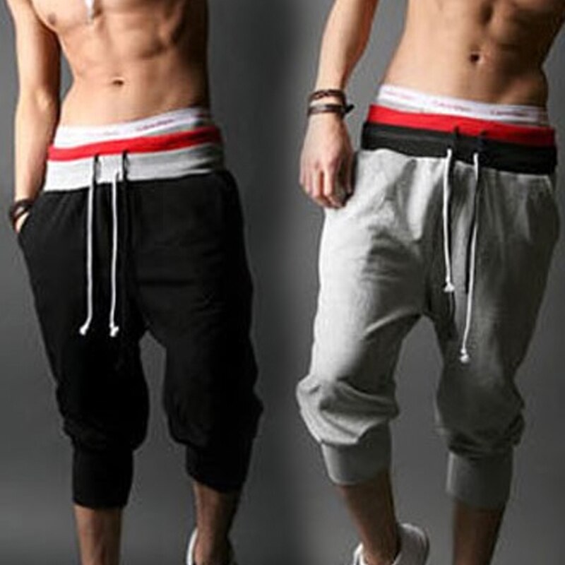 Heren Cropped Broek Jeugd Mode Toevallige Strand Broek Ademend Mannelijke Kleding Hip Hop Sport Trekkoord Broek