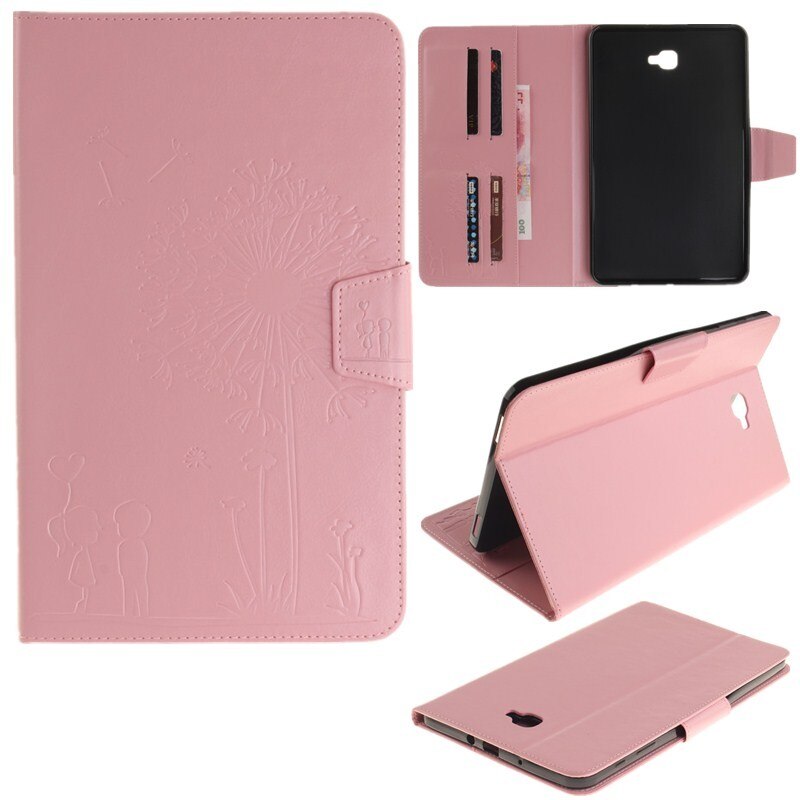 Etui na Tablet do Samsung Galaxy Tab A 10.1 2016 T580 T585 SM-T580 pokrywa Lichee styl skórzany składany stojak odwróć Tab A + film: TX pink P