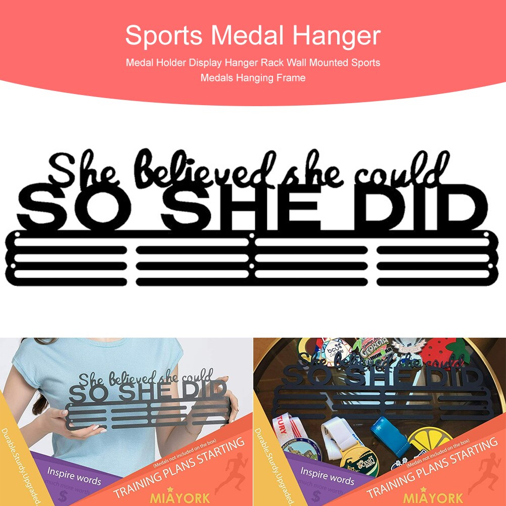 Running Sports Stainless Steel Medal Holder Sport Medal Hanger Holder Display Rack for 30-45 Sport Medal Runner Swim Football