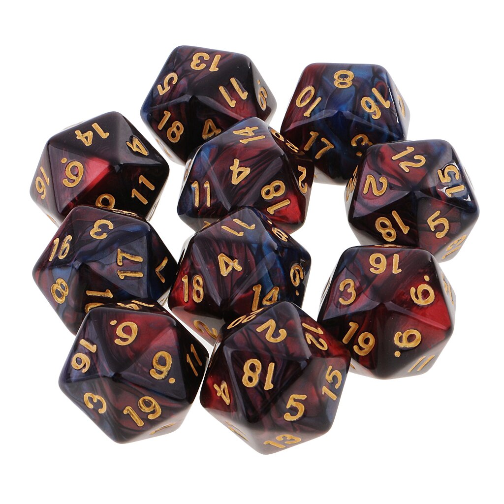 20 -sidig  d20 tärningar dubbelfärger tärningar för att spela dnd d & d rpg brädspel och matematikundervisning, pack  of 10