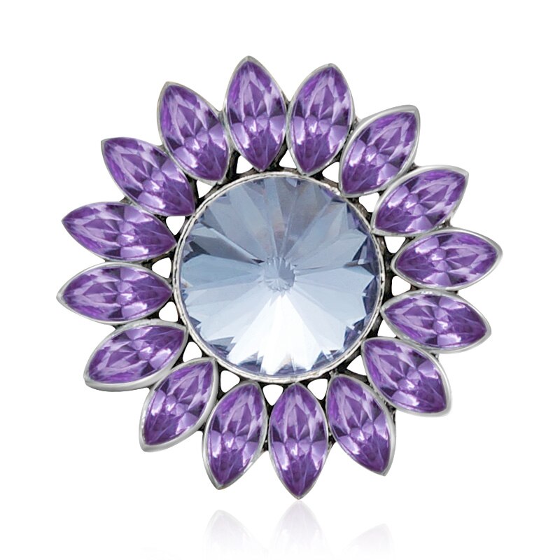 KZ3408 Schoonheid Elegante Strass Bloem Stijl 18Mm Snap Knoppen Fit 18Mm Snap Armband Snap Sieraden: purple