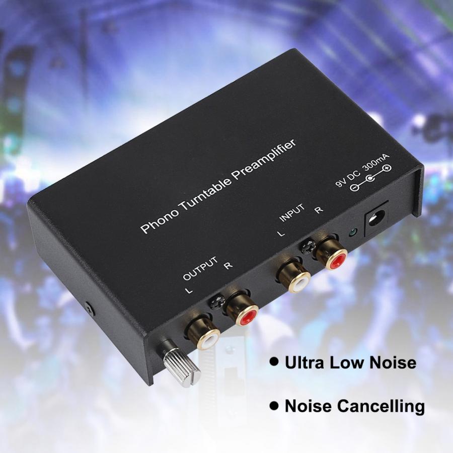 Phono Preamplifier - Dual Channel Stereo - RCA Output - Noise Cancelling Bass