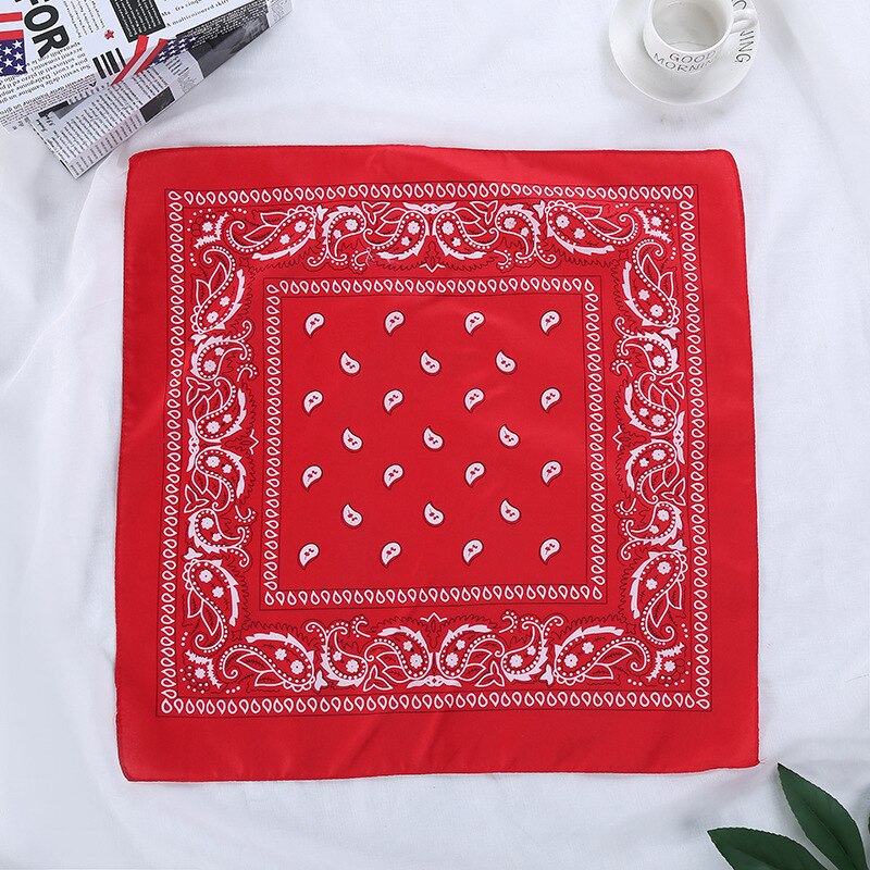 Bandana fazzoletto Unisex Hip Hop nero Paisley collo sciarpa sport copricapo polso avvolge testa sciarpe quadrate stampa fazzoletto: Rosso