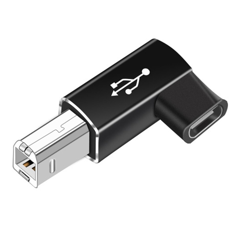 Usb-typ-c-buchse auf usb-b-stecker-adapter für scanner und drucker, usb-c-datenübertragungsadapter für midi-controller und tastatur: Ellbogen schwarz