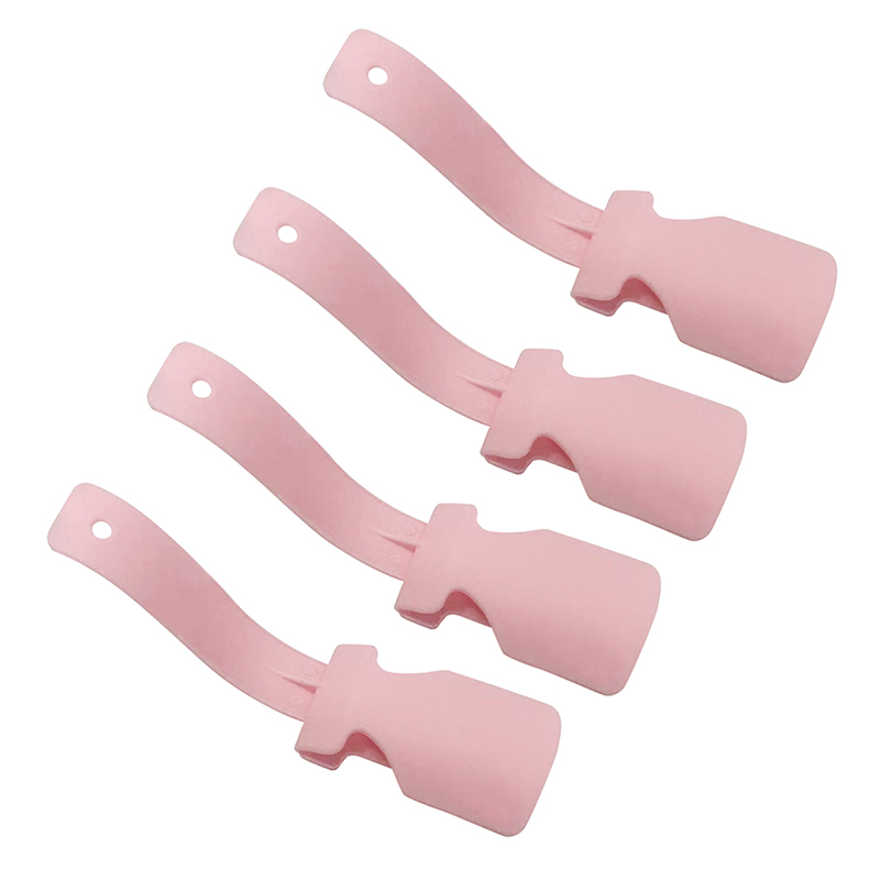 4pcs Unisex Lazy Shoe Helpers Portable Plastic Handled Sock Shoe Slider Lifting Wearing Helper Fits for Seniors Kids All Shoes: Pink