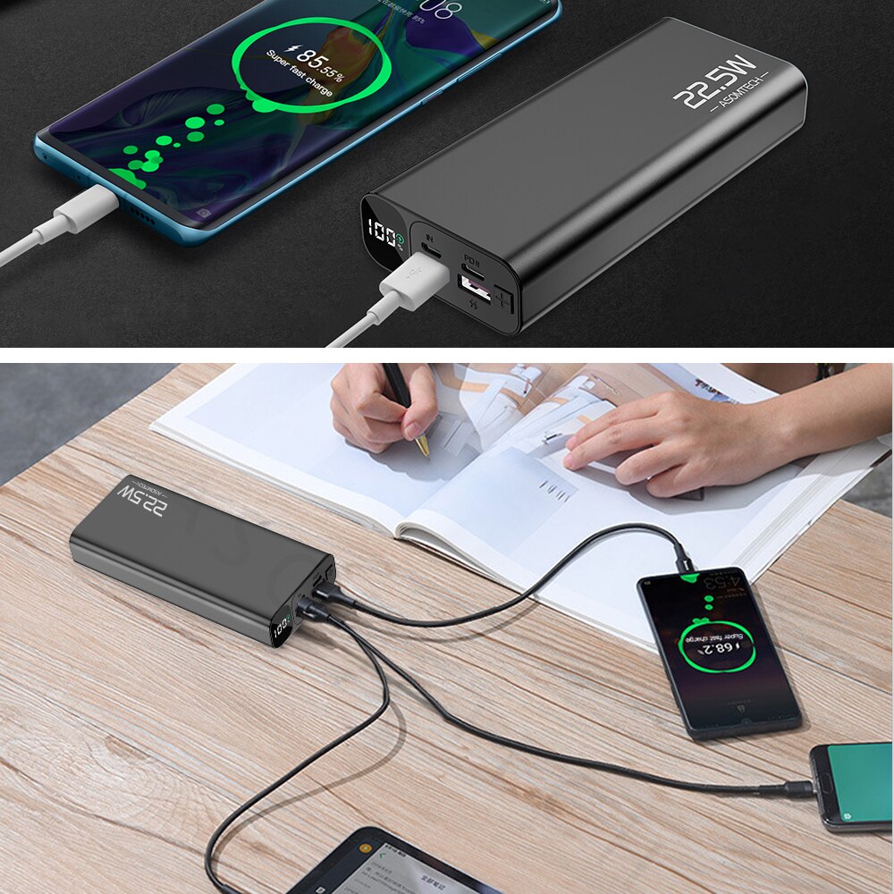 TOPZERO 20000mAh Power Bank PD QC 3.0 VOOC 22.5W Super Fast Charger Digital Display Portable Charger Powerbank For Mobile Phones