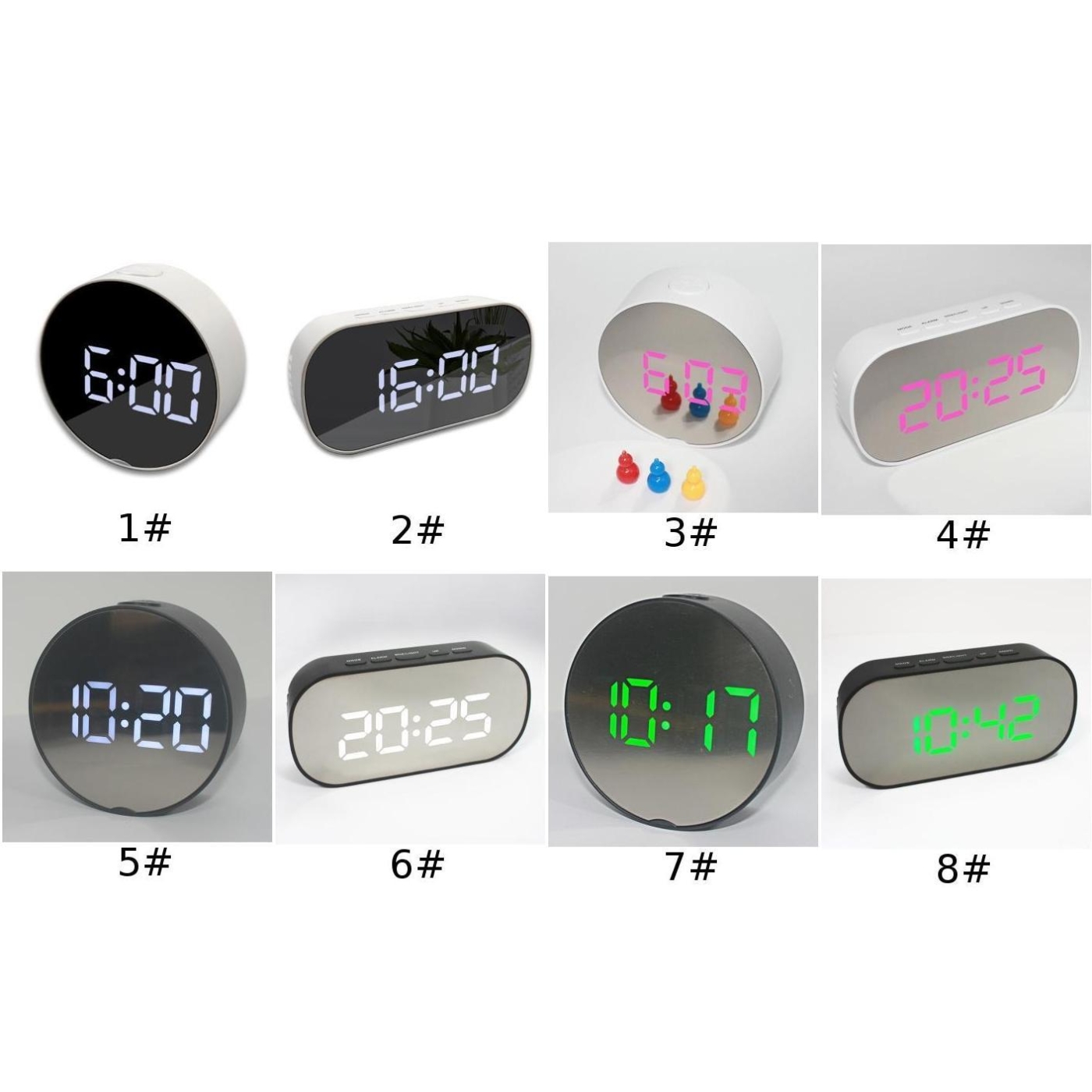 Digital Alarm Clock Mirror Surface LED Night Mode Display Home Living Room Bedroom Tabletop Decorations Clocks