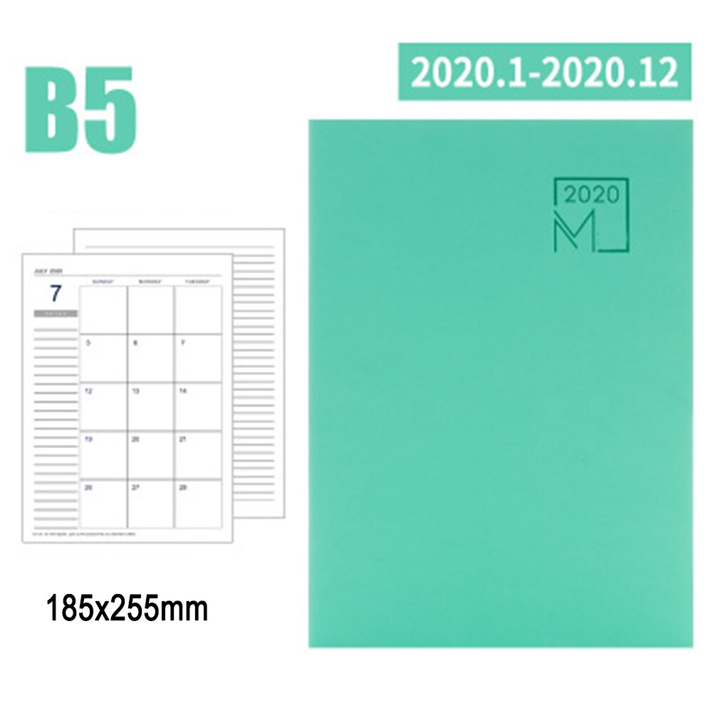 Notebook Agenda Planner Diary Meeting Book Girl School Stationery Monthly Plan Supplies PUO88: Green